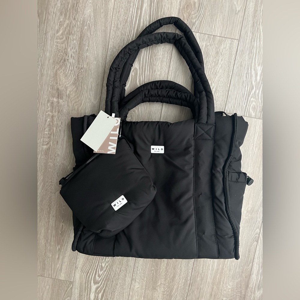 Wilo Quilted Puffer Tote Bag in Black